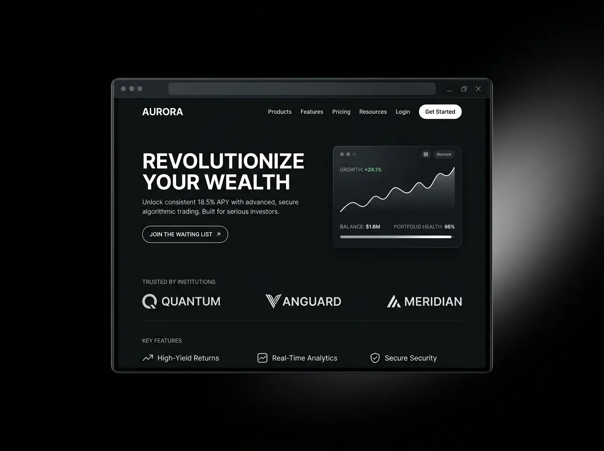 Demonstração de landing page dark para SaaS gerada por IA
